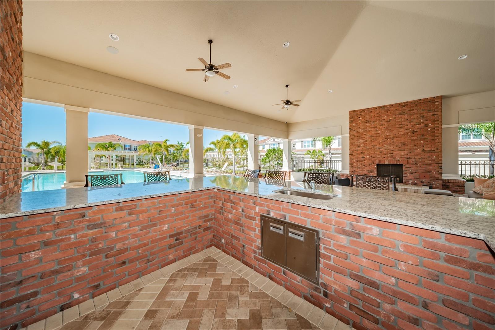 cabana area for social gatherings by the pool