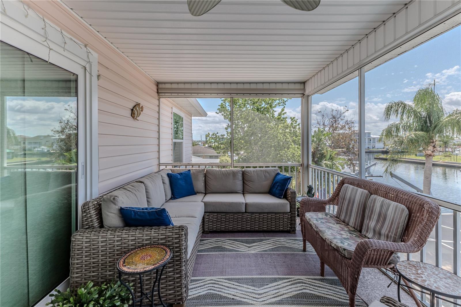 Screened Back Porch with Roller Shade