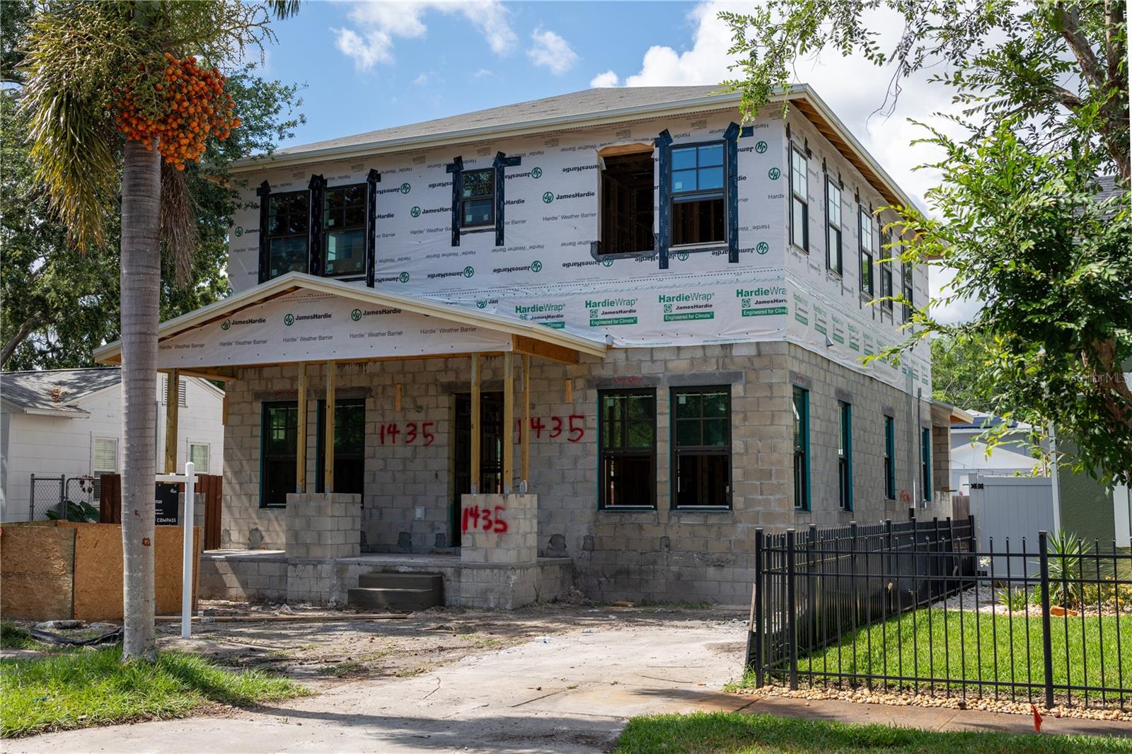Modern Craftsman design in progress with block construction in a non-flood zone.
