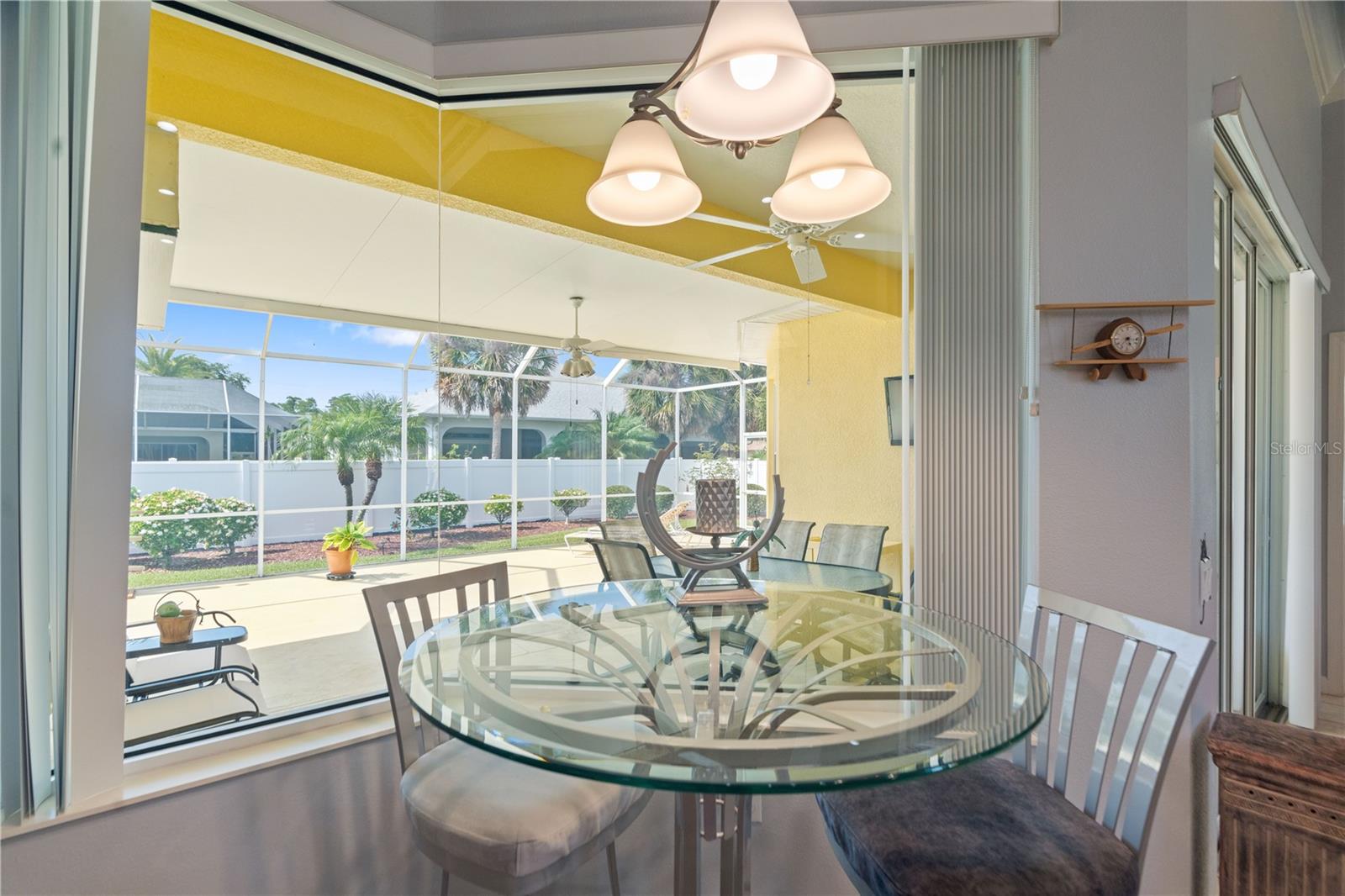 A close up view of the breakfast nook