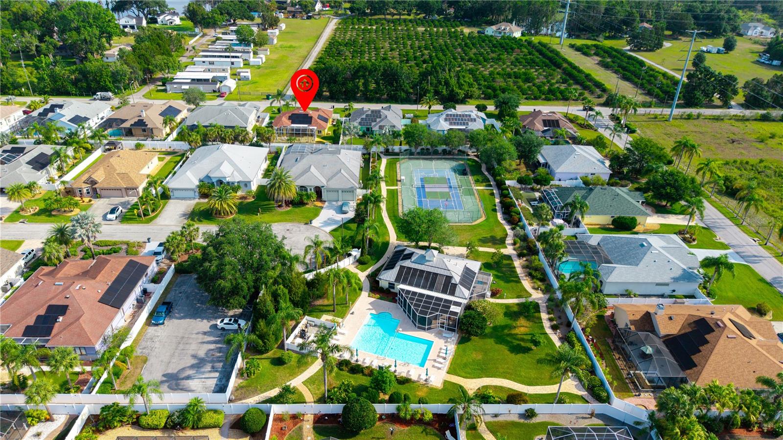 See the sidewalks around the parameter of the common areas? those sidewalks lead to the backyard of each home owners gate. Residents can be nude in the fenced in area of the clubhouse, pool and tennis courts.