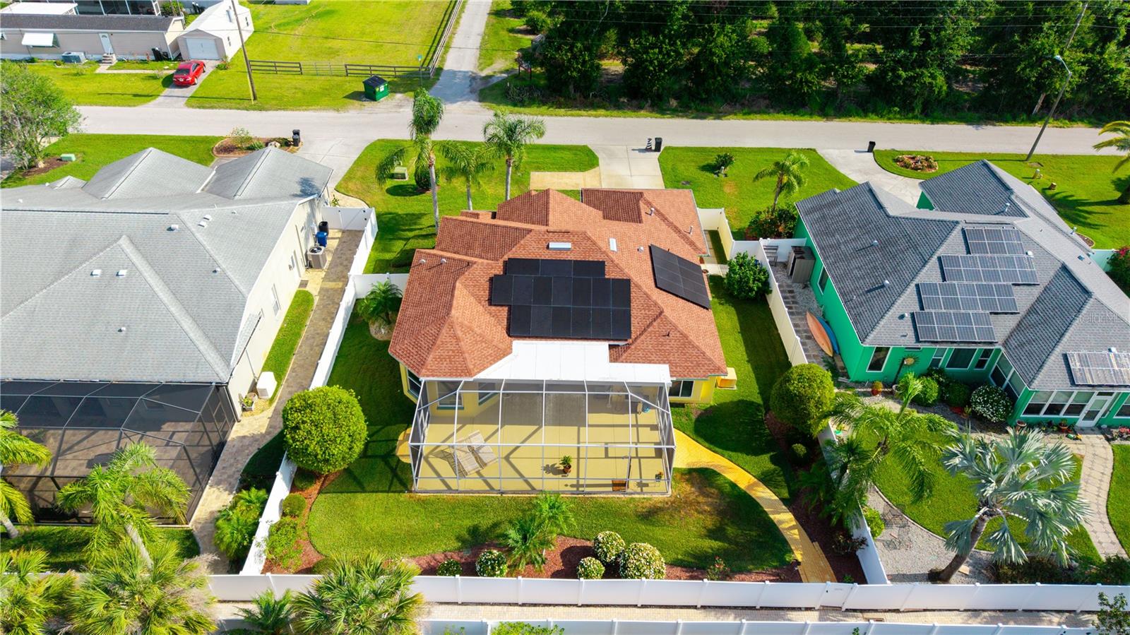 Your HOA dues covers the mowing and edging of the front and backyard and includes regular lawn treatments.