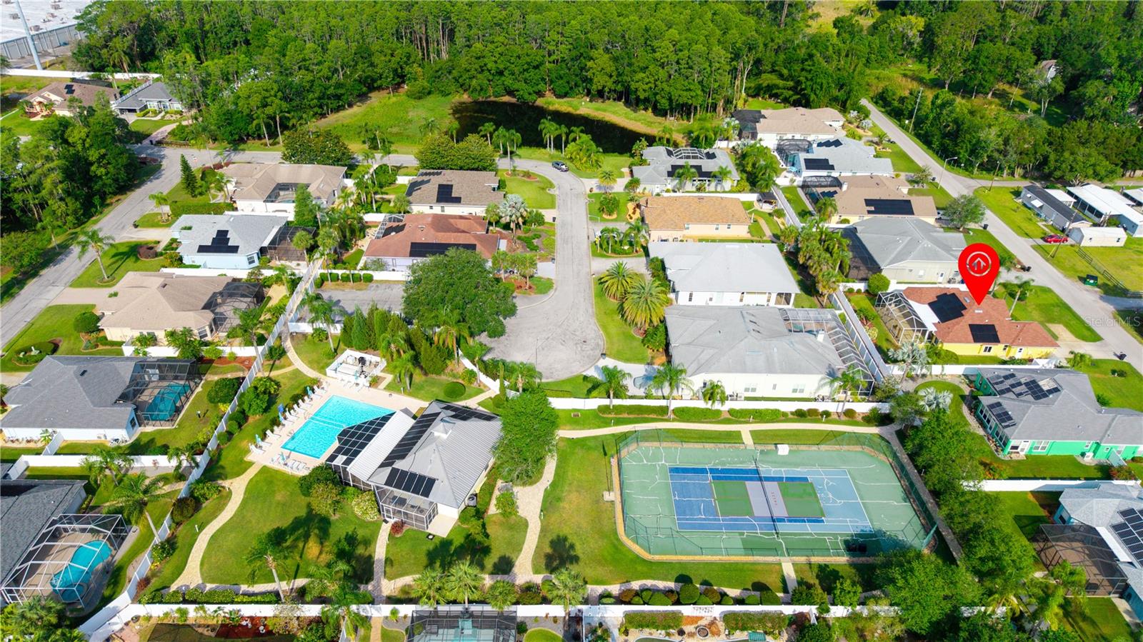 Tennis courts are being repainted. Residences play both pickle ball here and tennis.