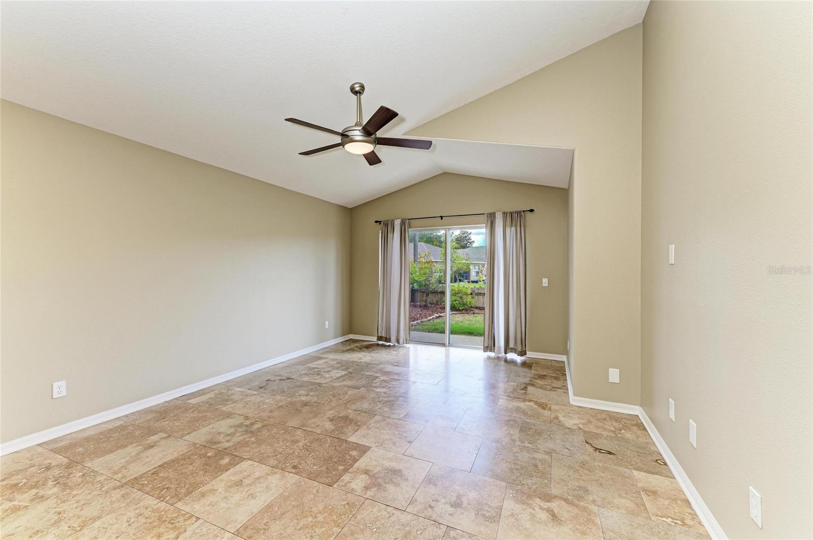 Living Room with slider out to the patio
