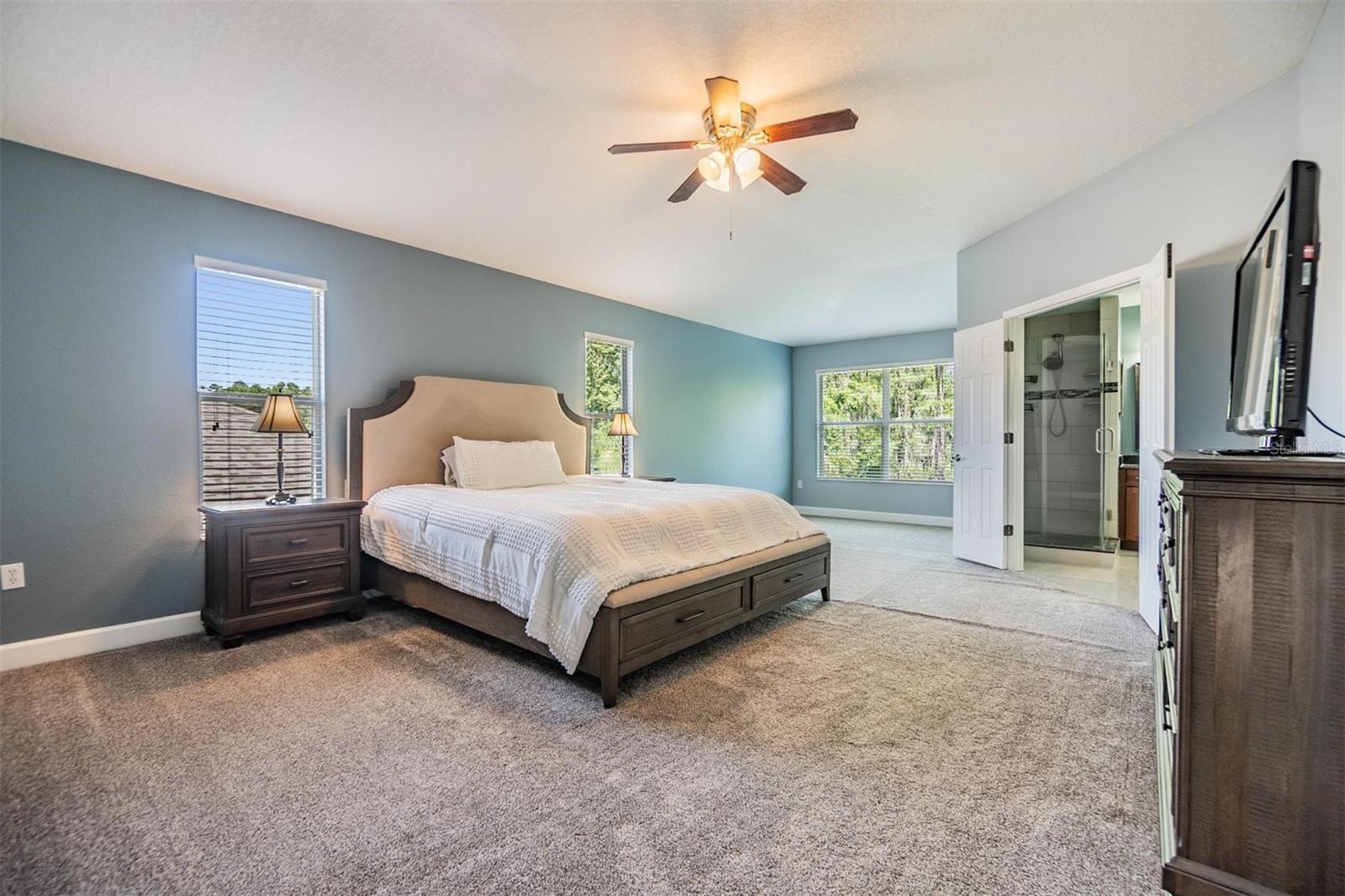 Primary bedroom with a large flex space