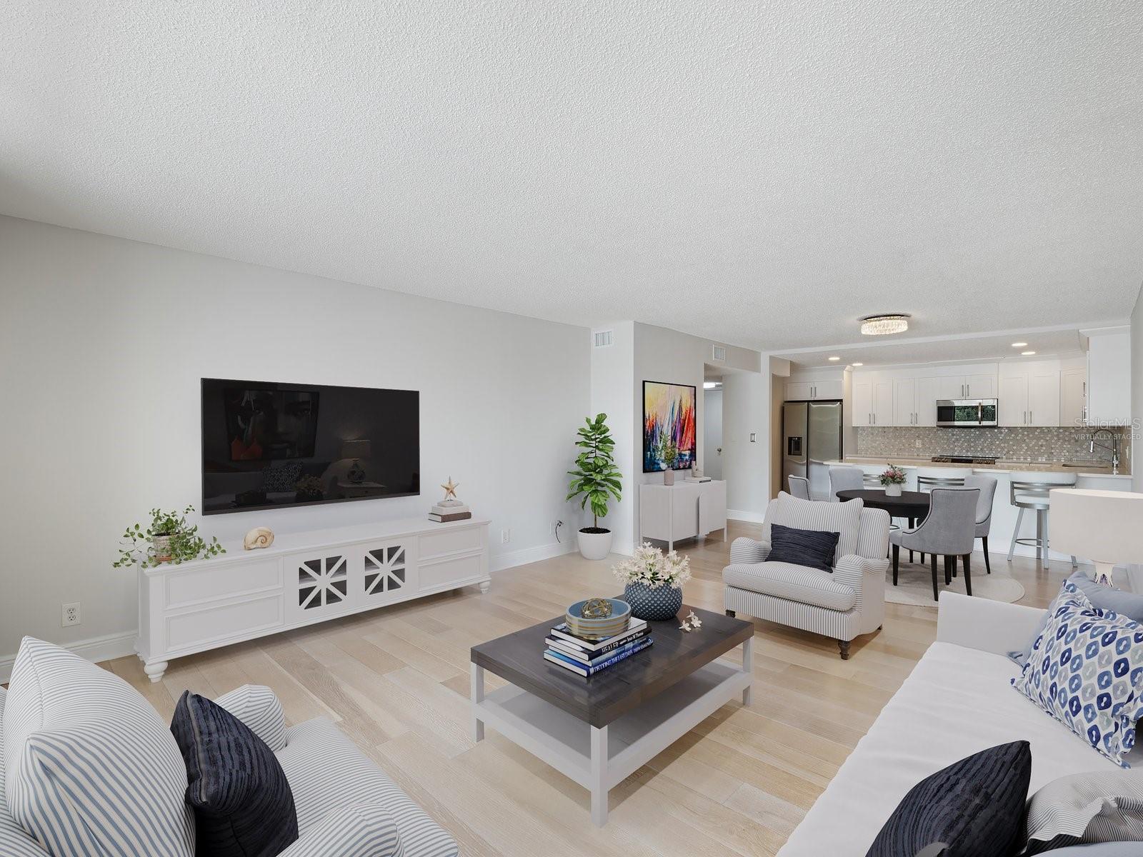 Virtually staged living/dining combo