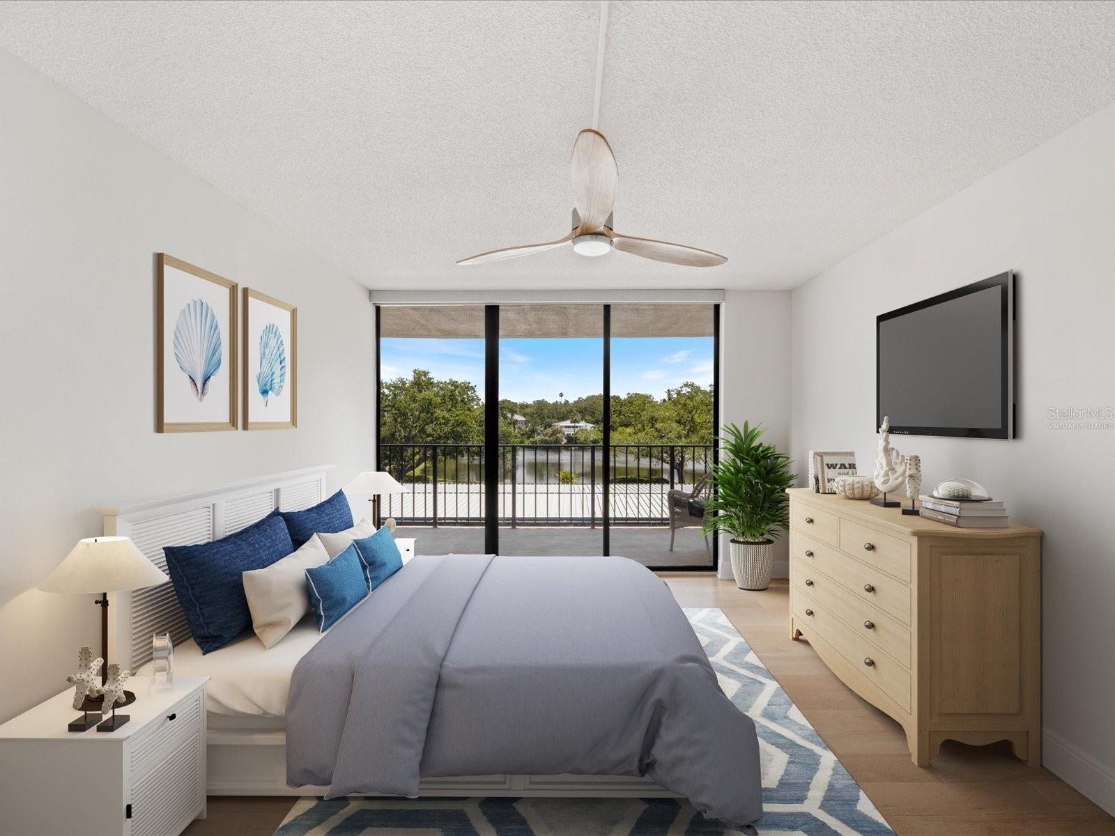 Virtually staged guest bedroom