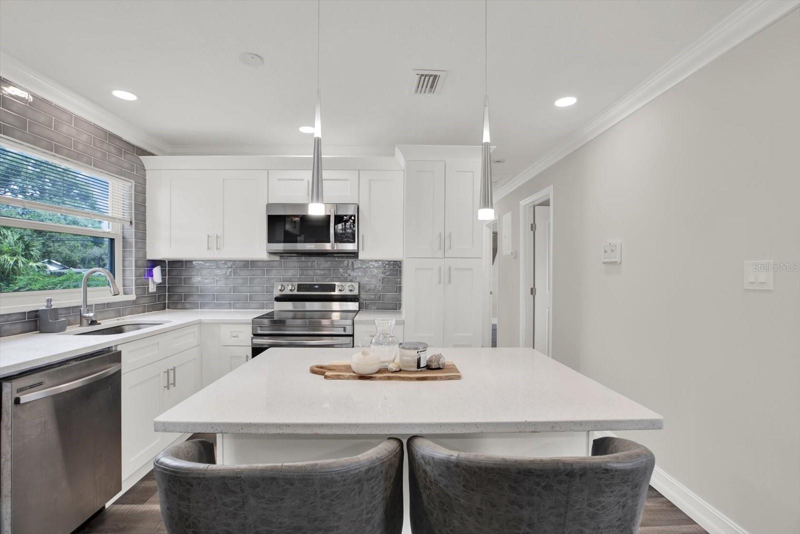 Updated kitchen with storage in island