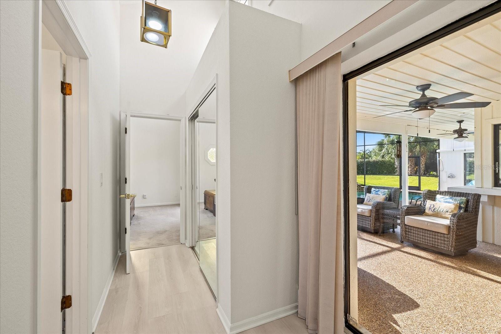 Sliding door off BR2 and BR3 hall.