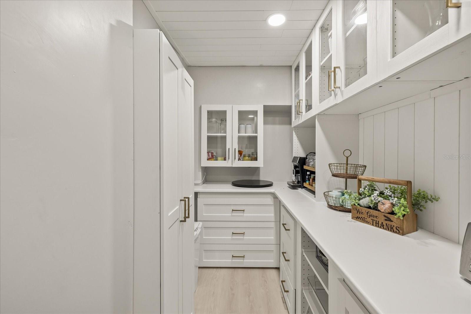 Endless storage in the walk in pantry.