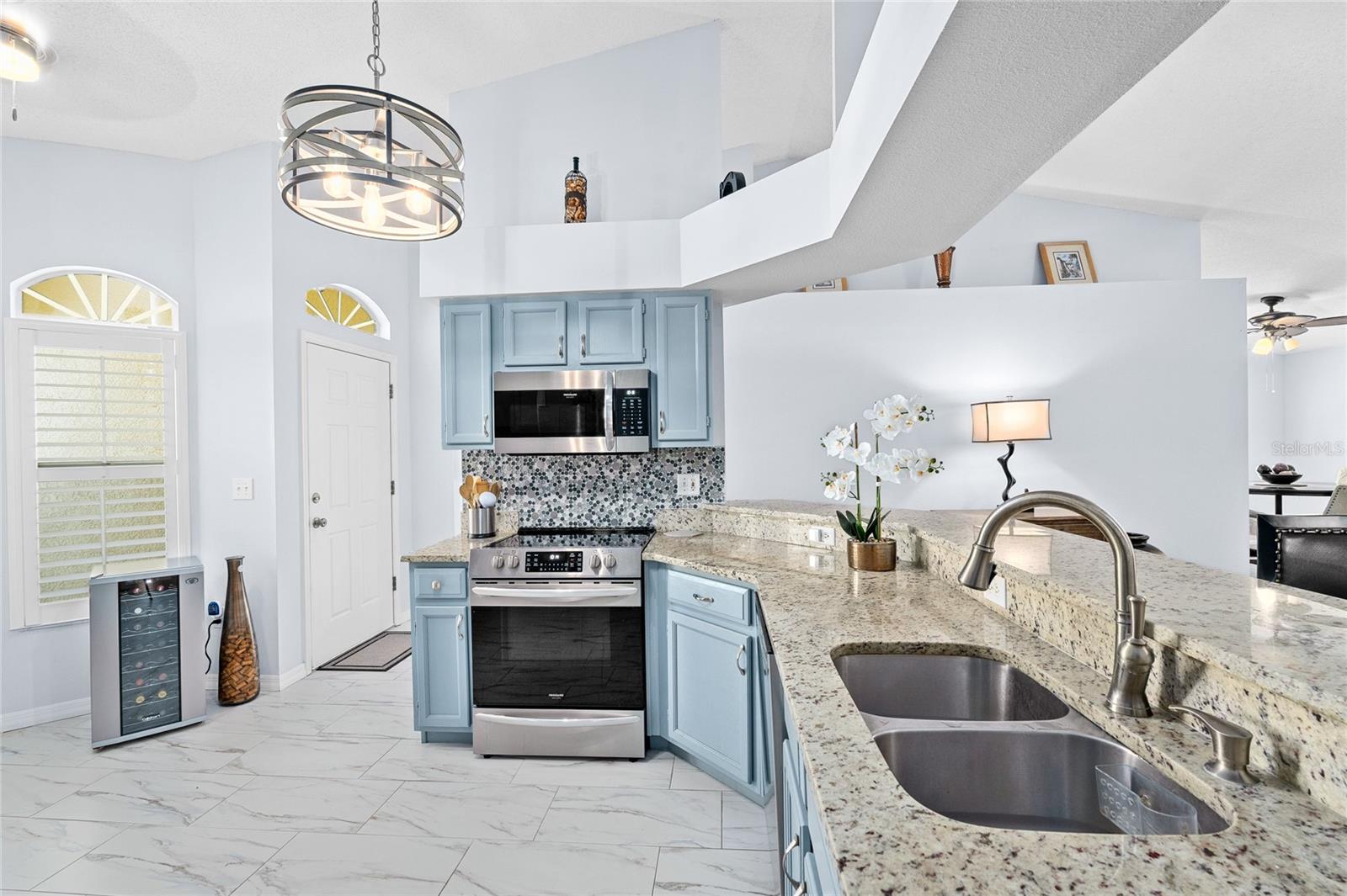 Granite countertops and updated lighting