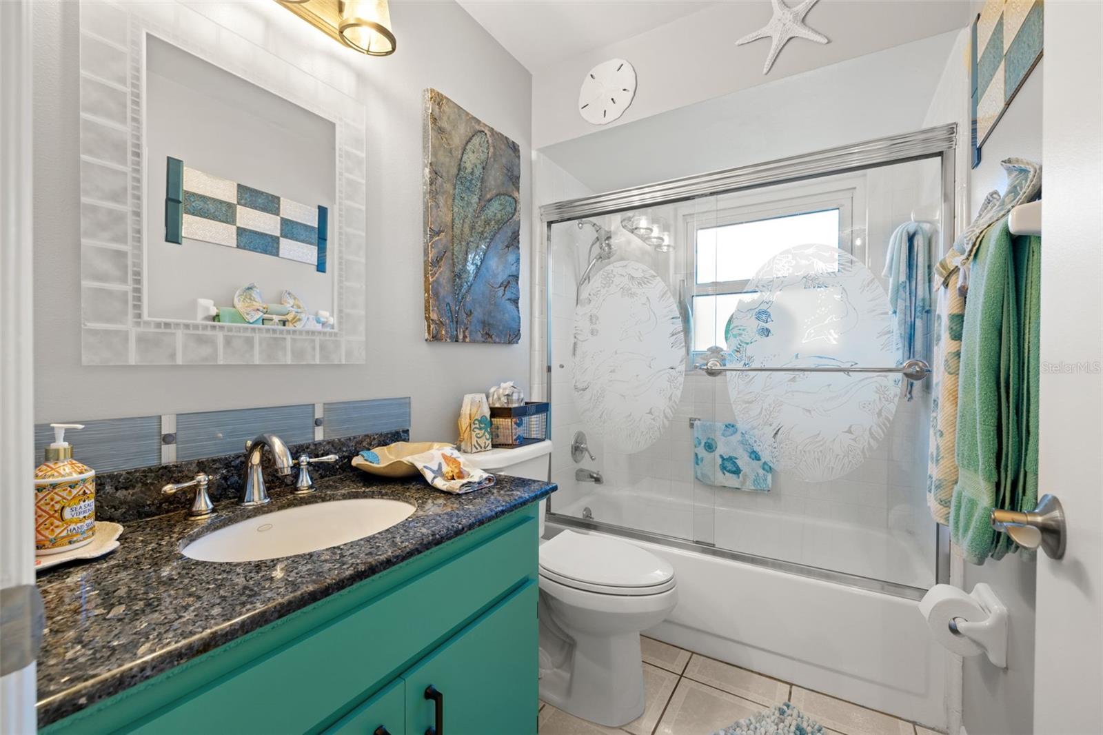 Guest bathroom; granite countertops