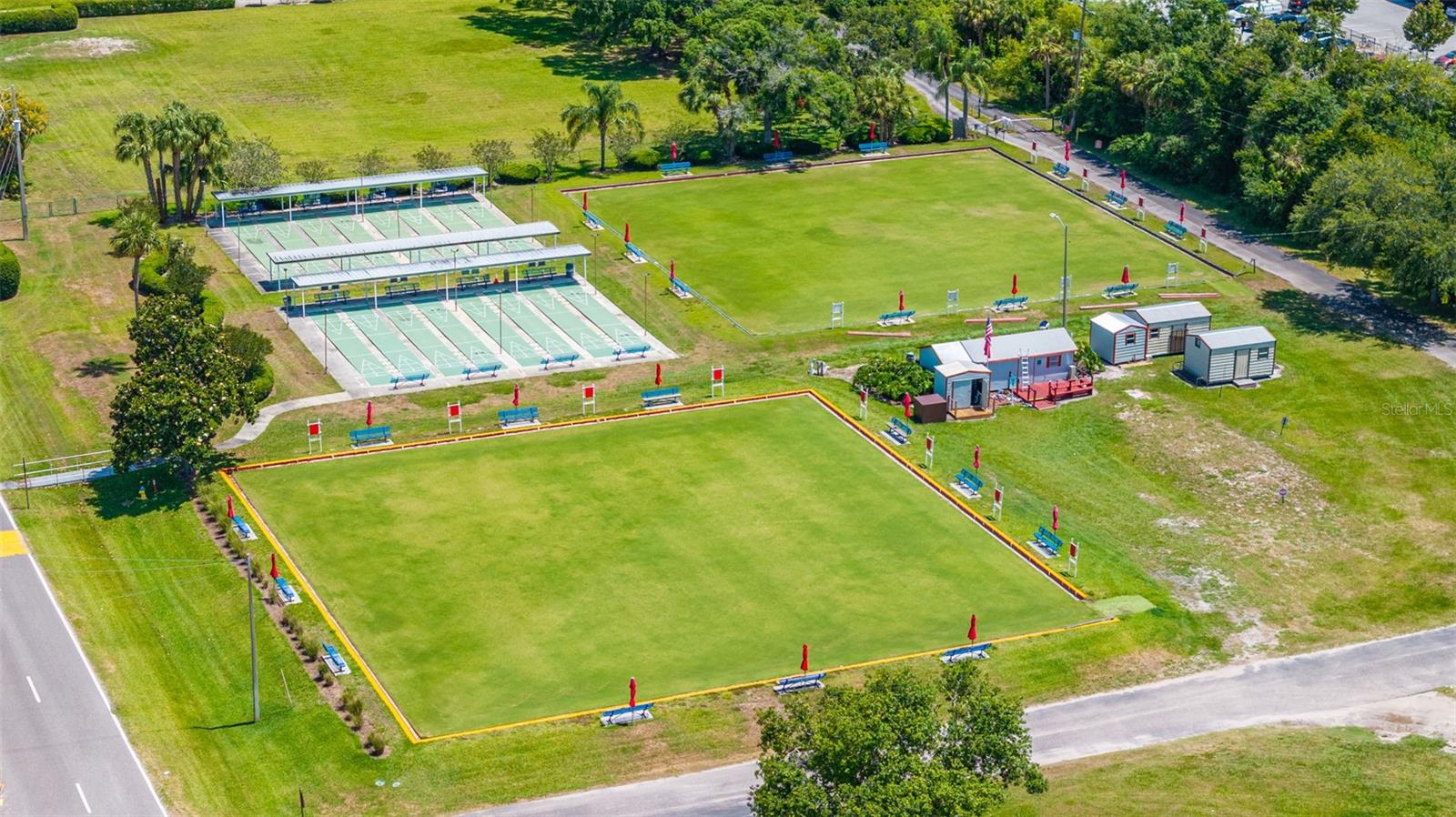 2 lawn bowling greens and shuffleboard courts
