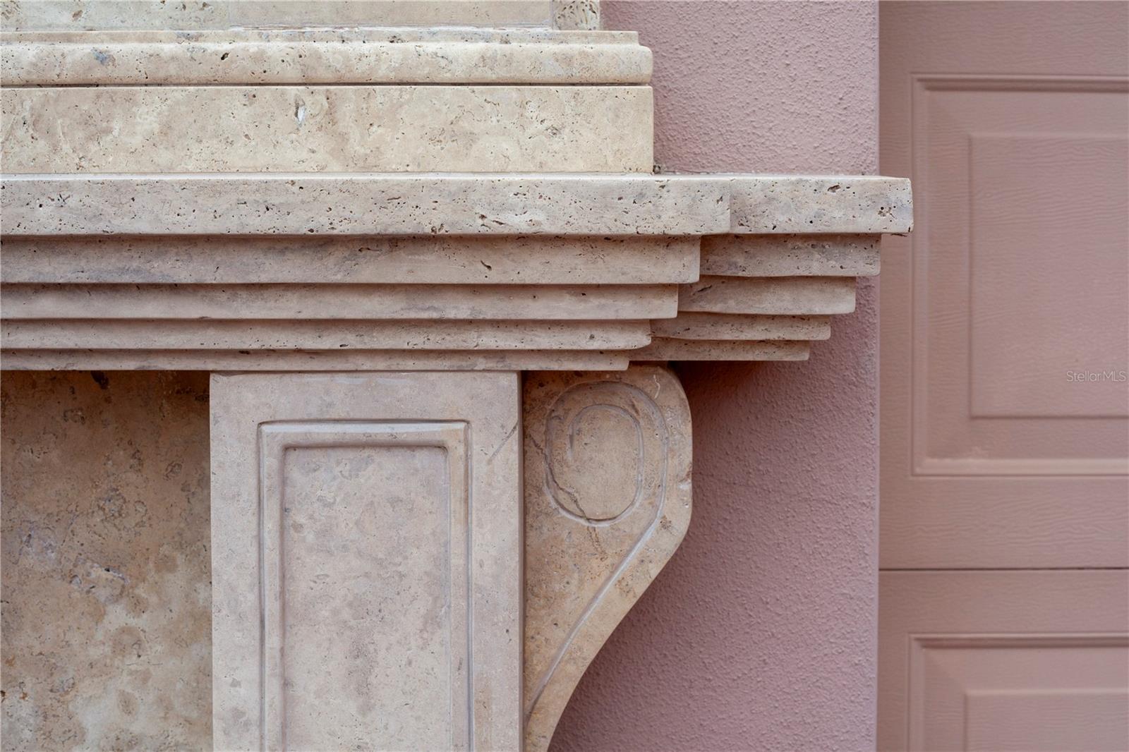 Hand carved marble features are abundant