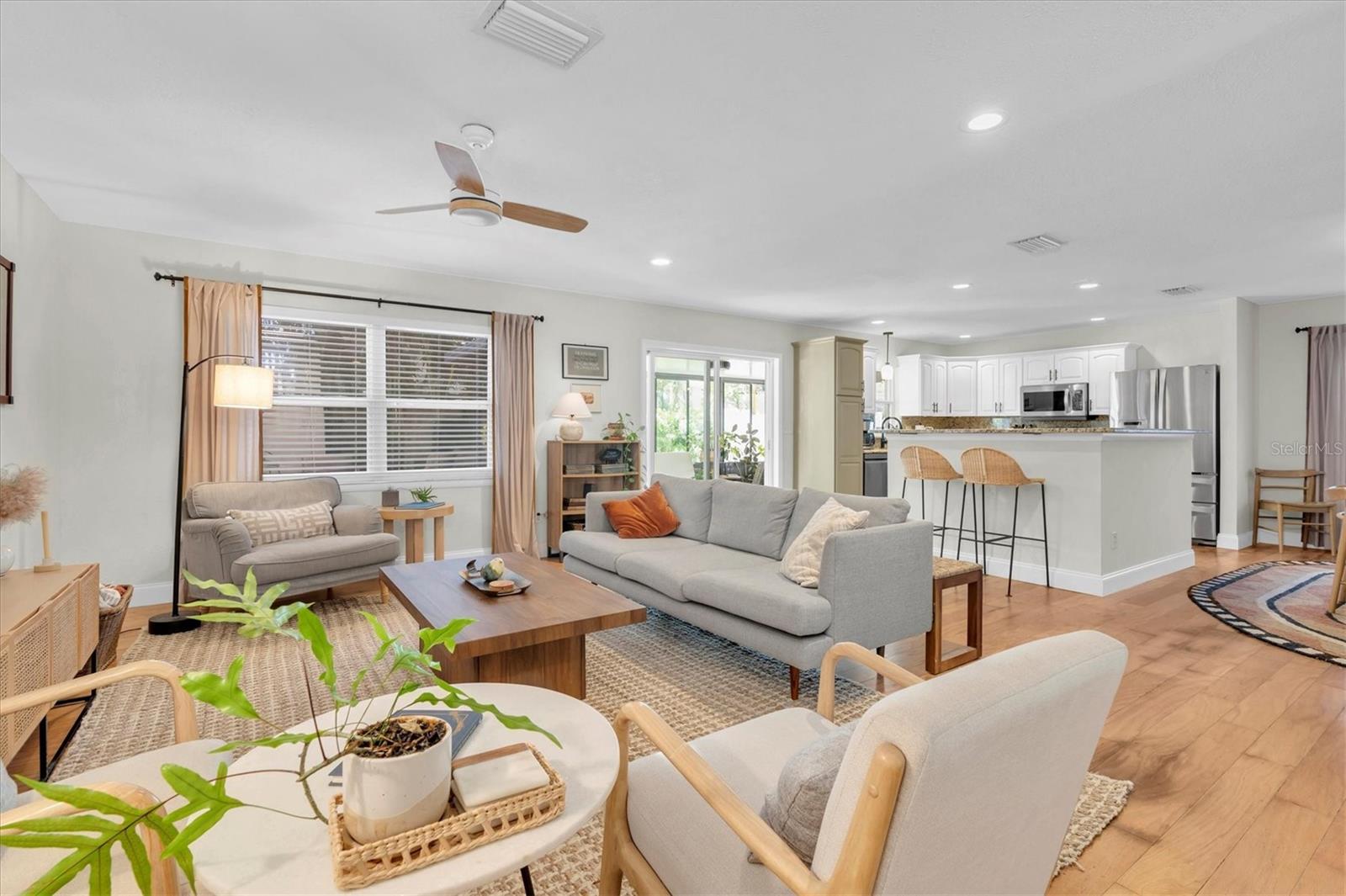 Living Room Open to Kitchen and Dining