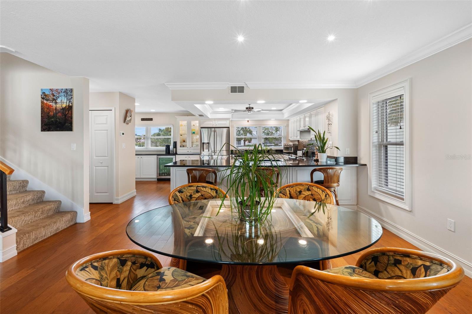 Dining area has easy access to the kitchen.