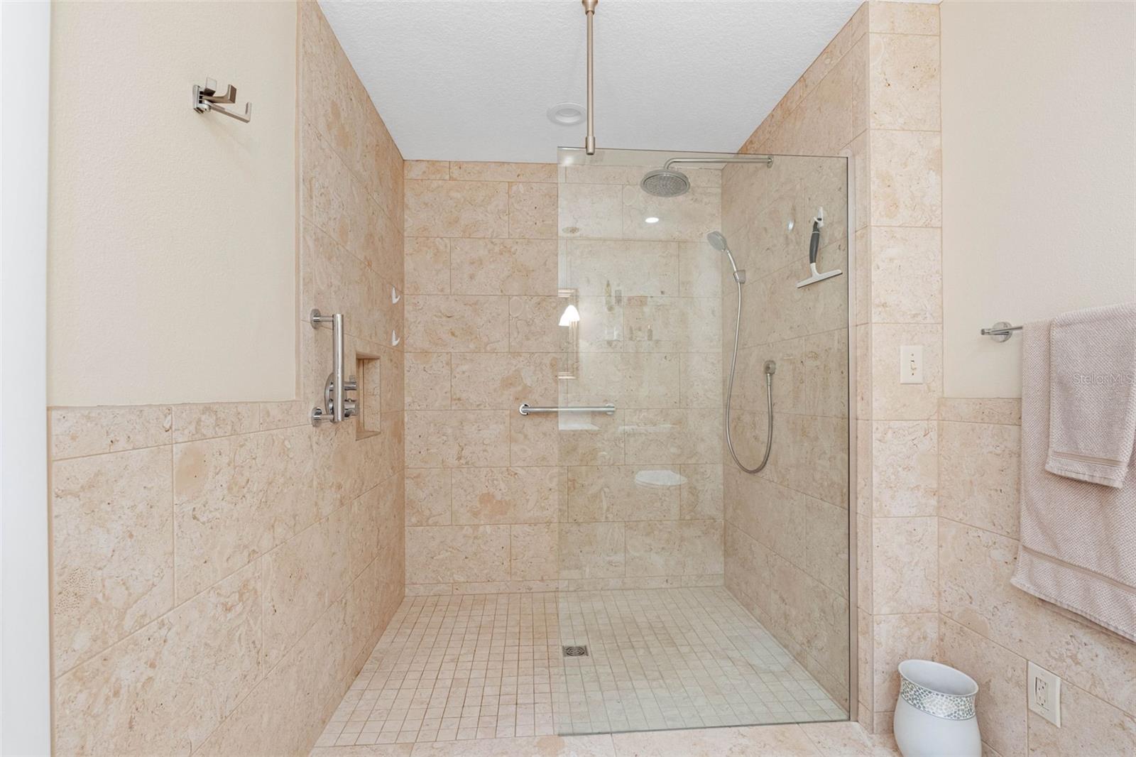 Large walk-in shower.