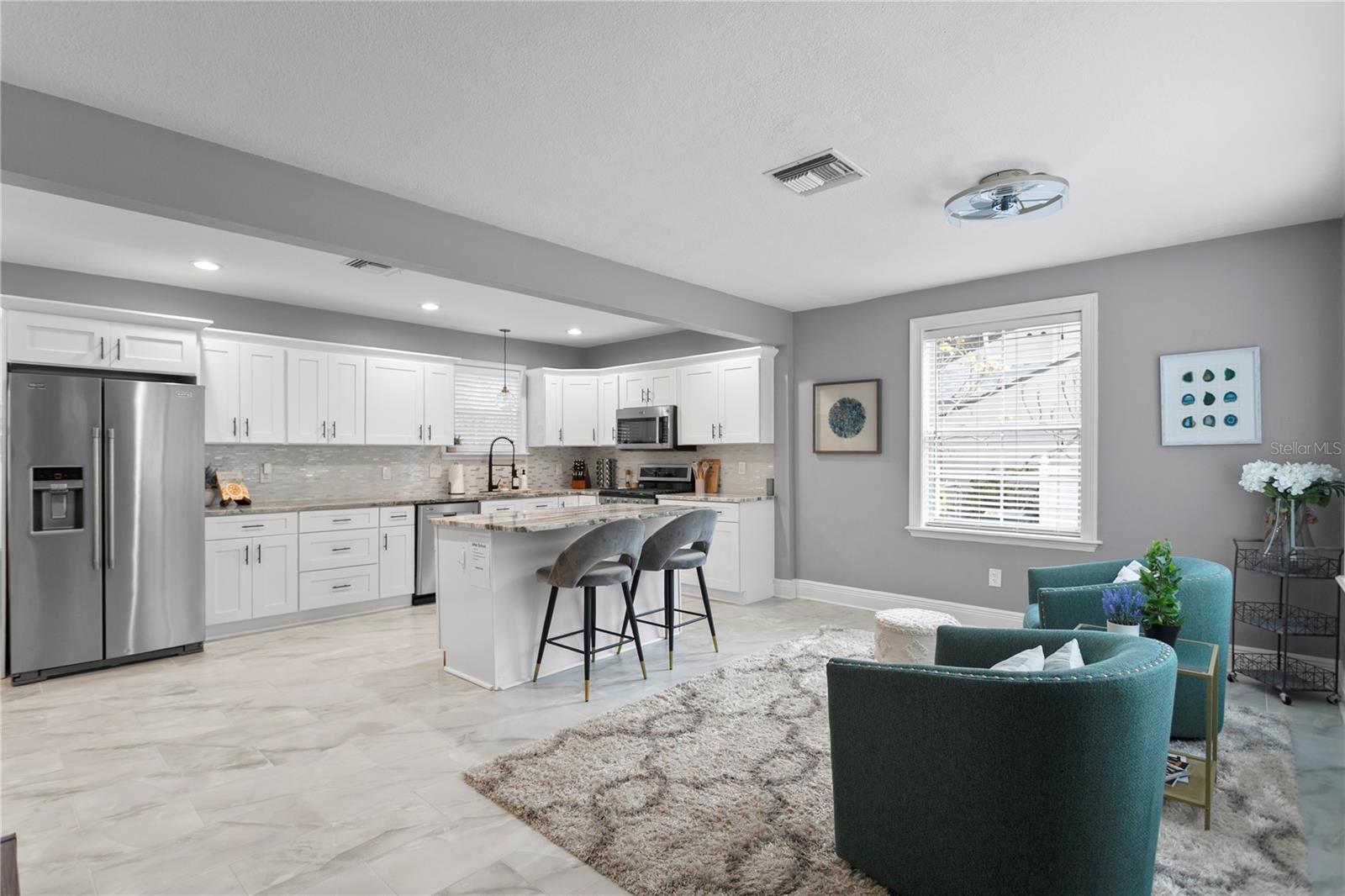 Open concept living room and kitchen