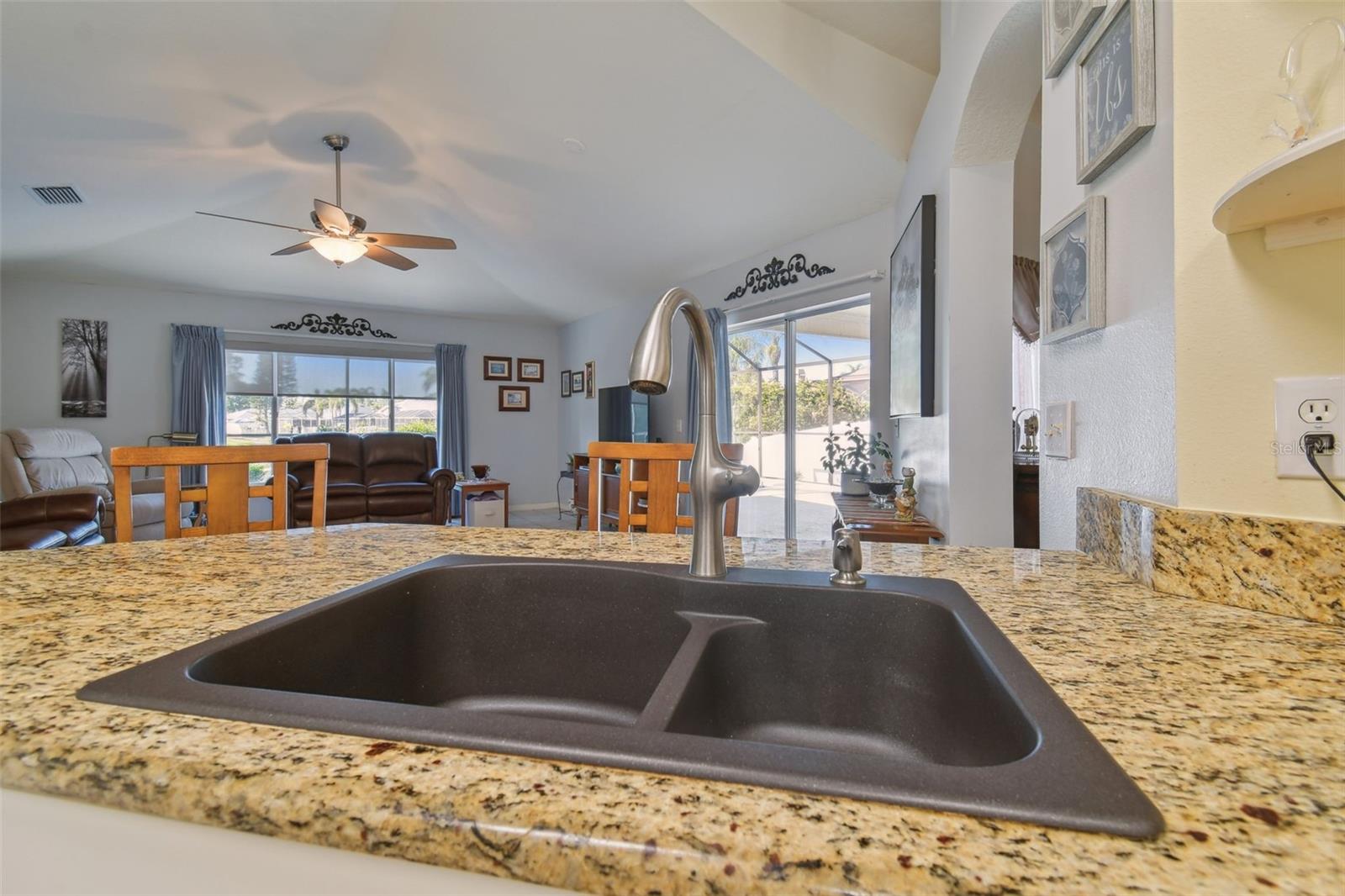 Kitchen overlooking the family room