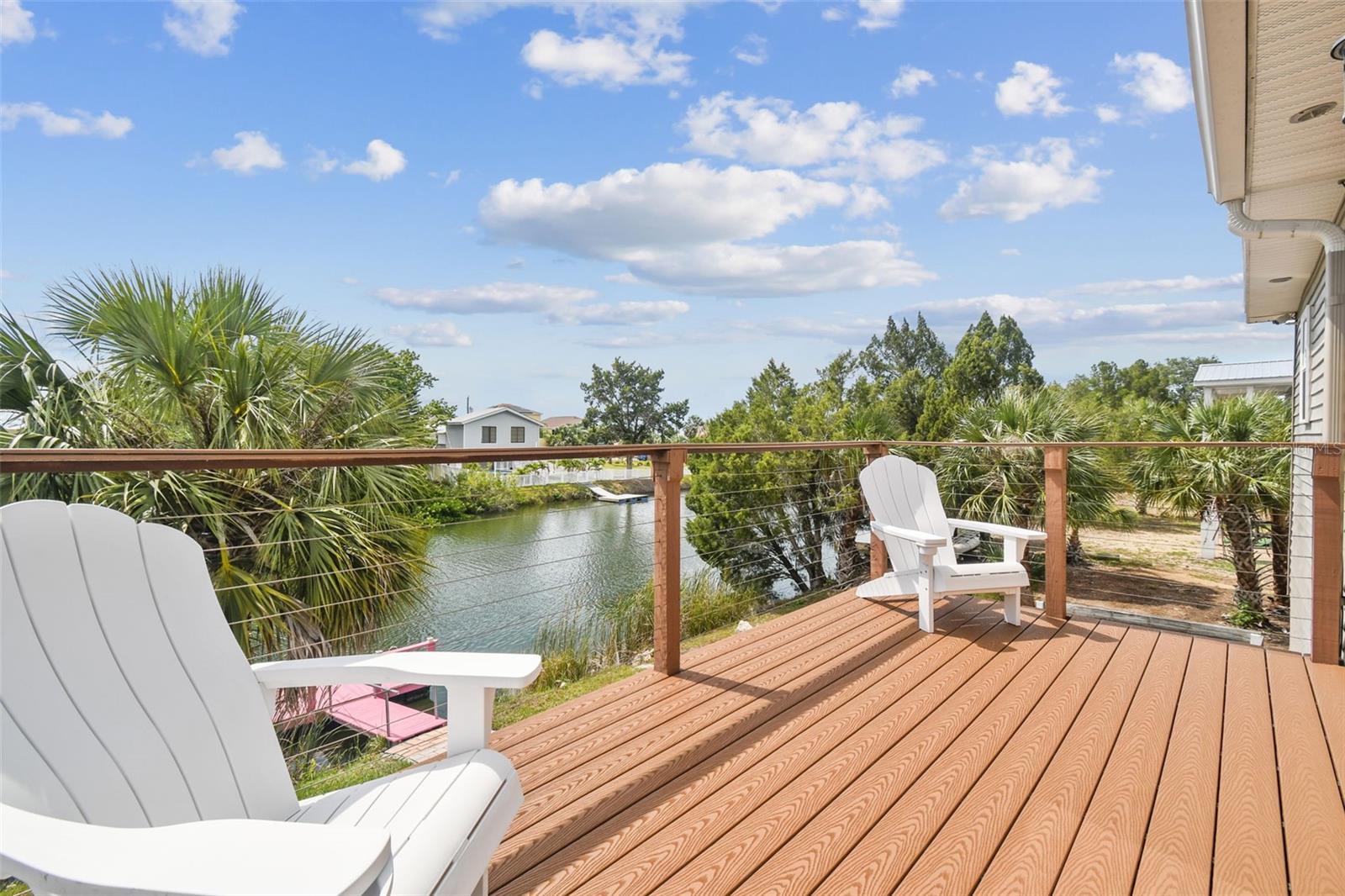 Balcony overlooking 100 feet of waterfront