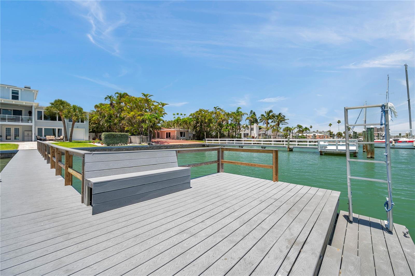 Trex dock with 16 foot width end for easy kayak or paddle board launch.