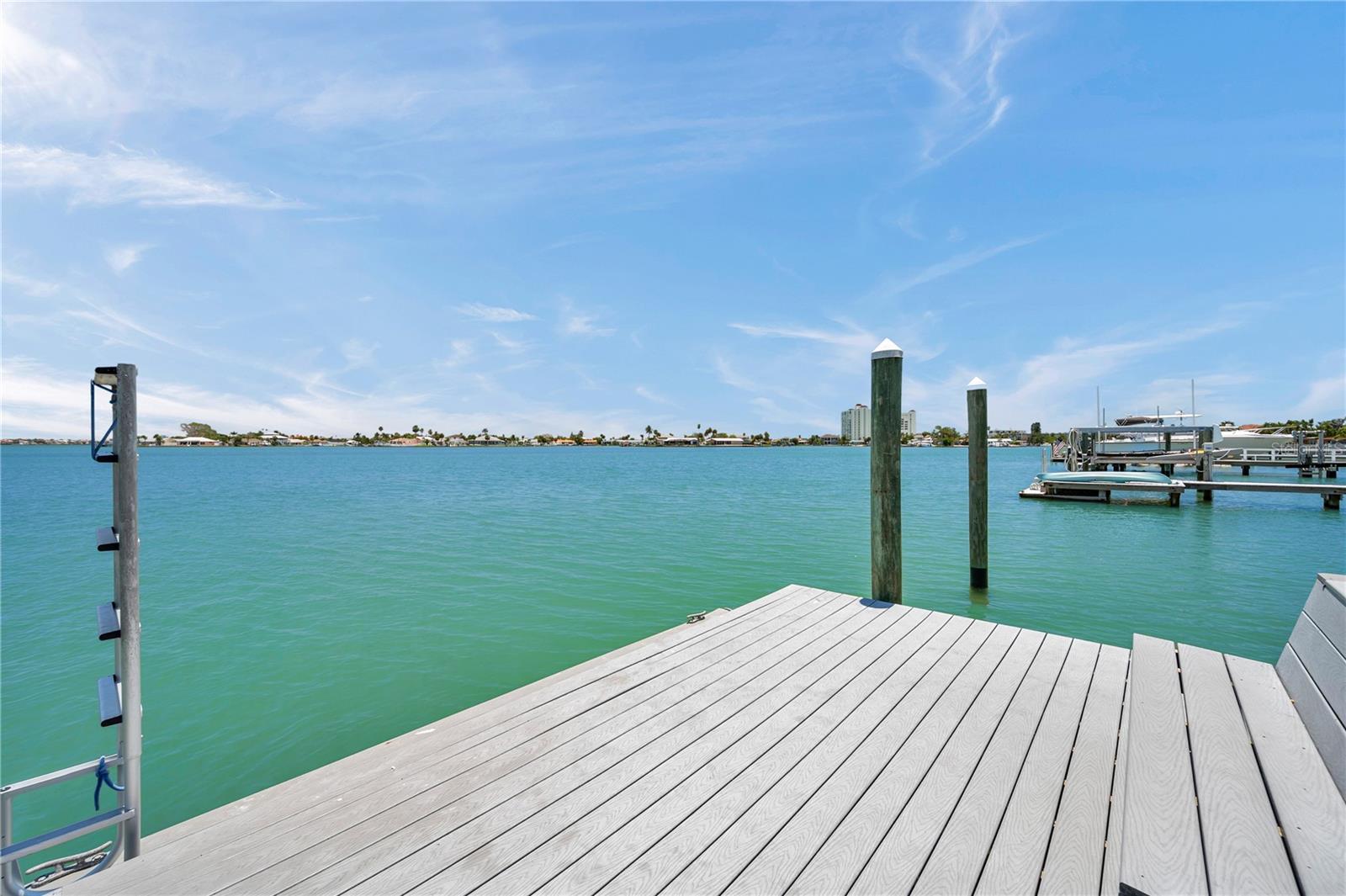The dock features a 16-foot-wide end with step down to simplify kayak and paddle board launching.