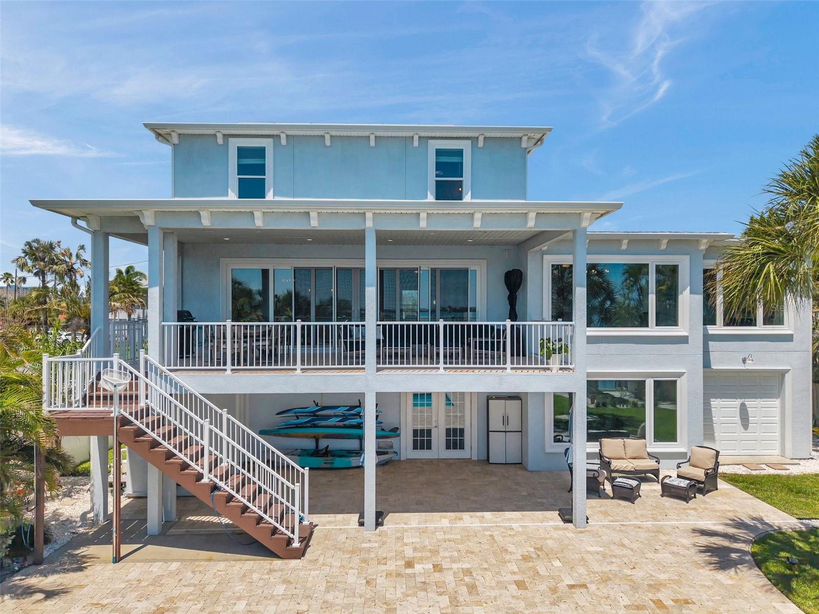 Backyard view of this waterfront home in St Pete Beach, Florida.