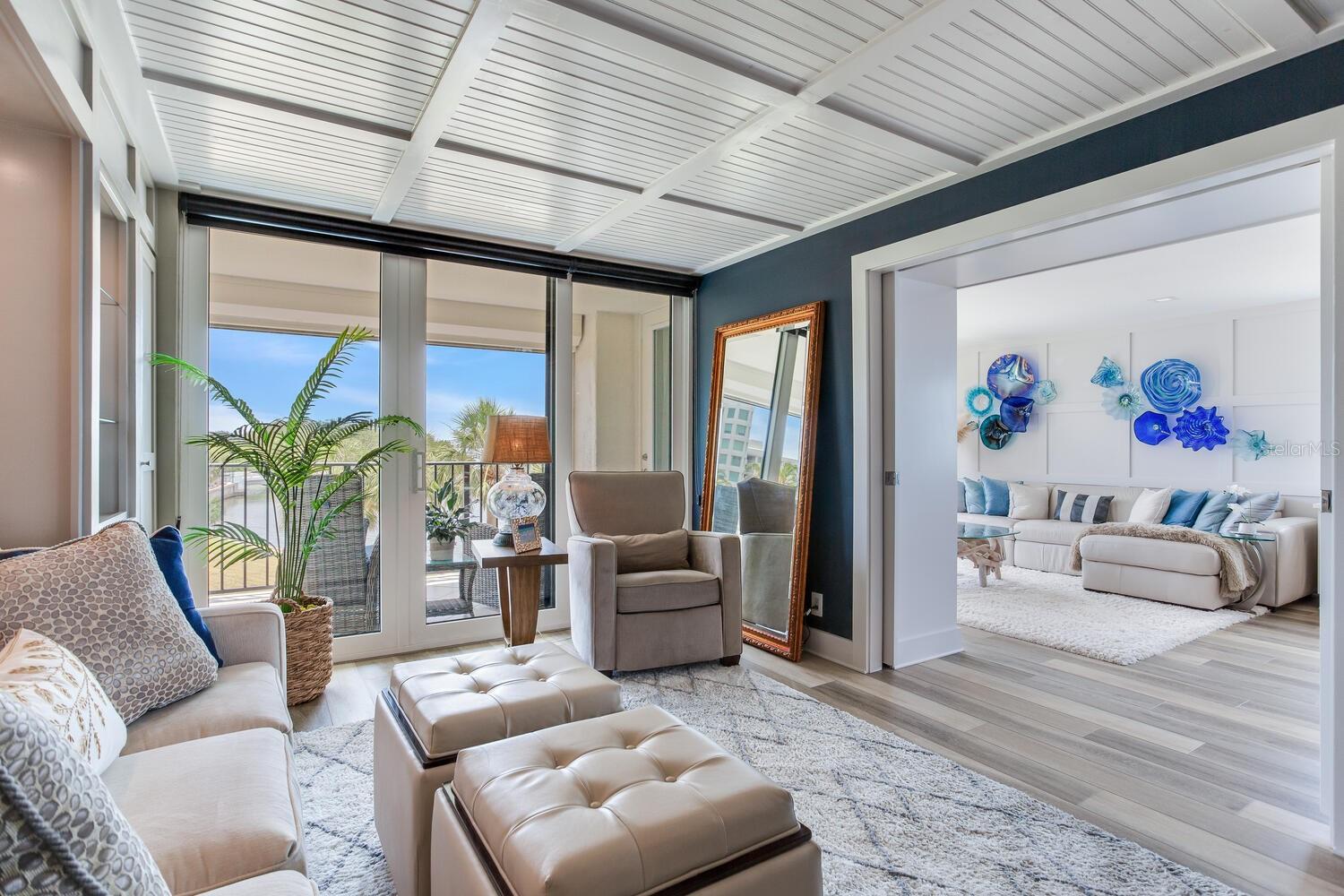 Paneled Ceiling and Balcony Access