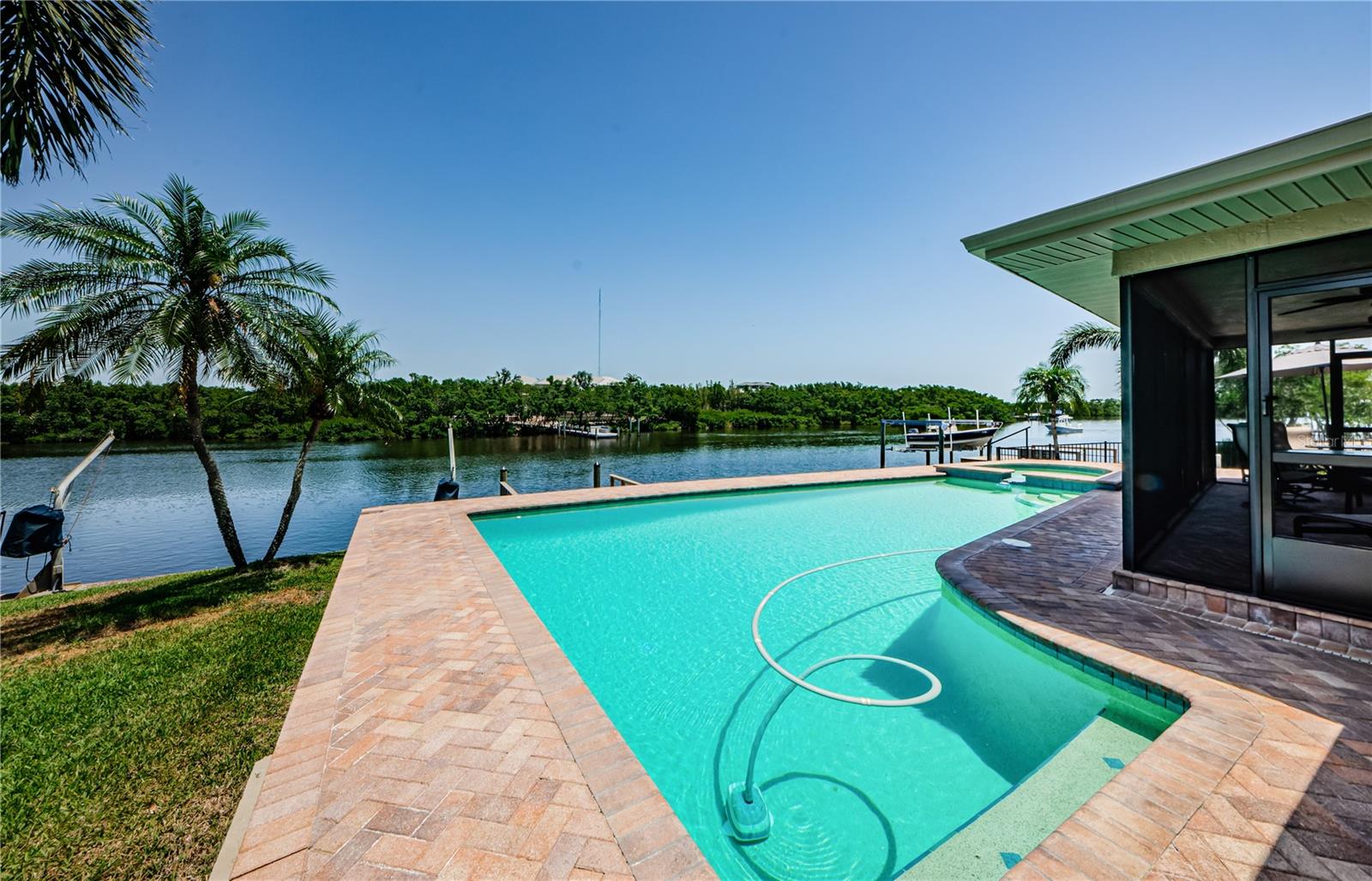 Sparkling pool with heated spa