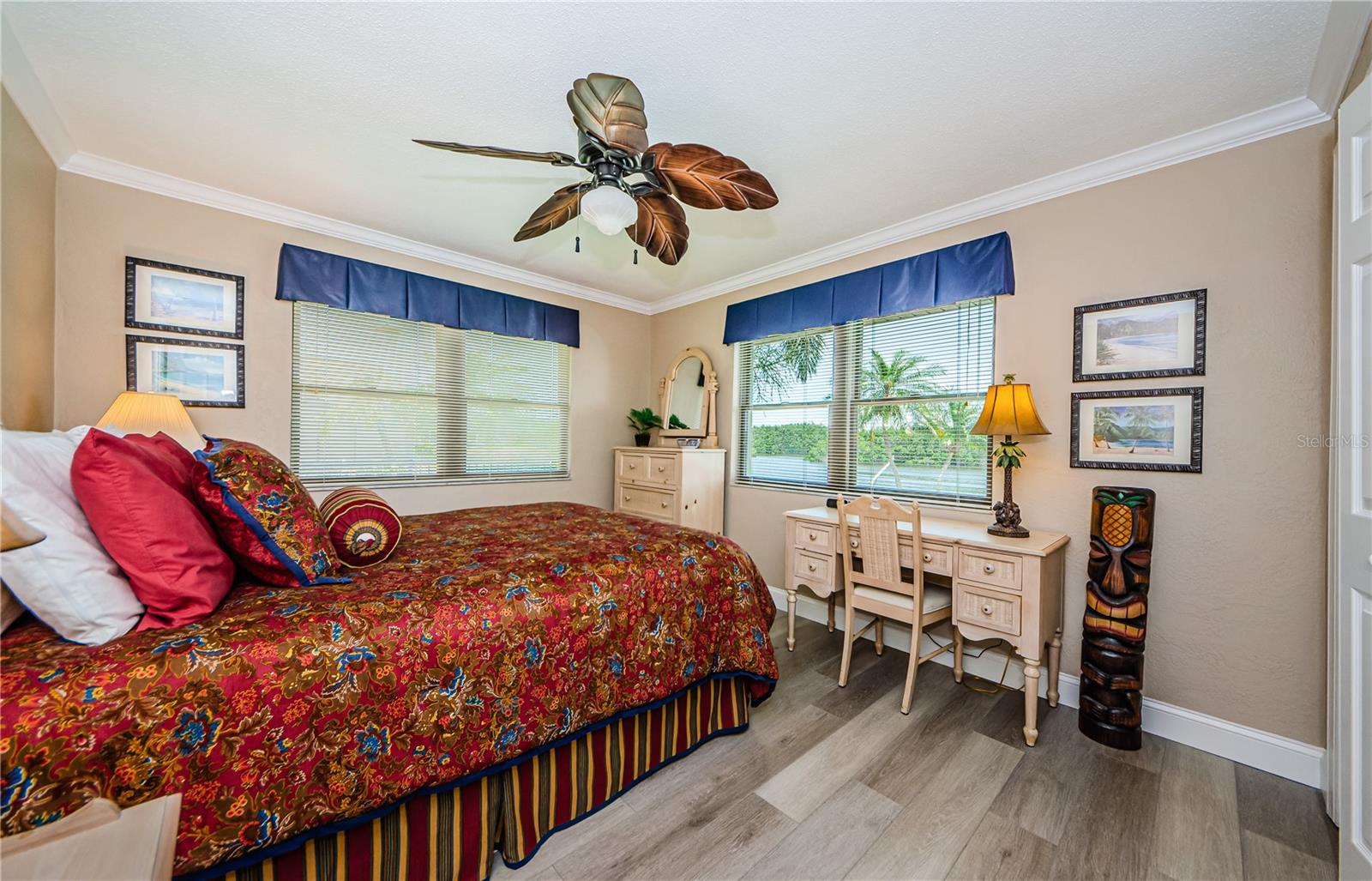 Bedroom 4 at the back with a great view of the pool and canal!