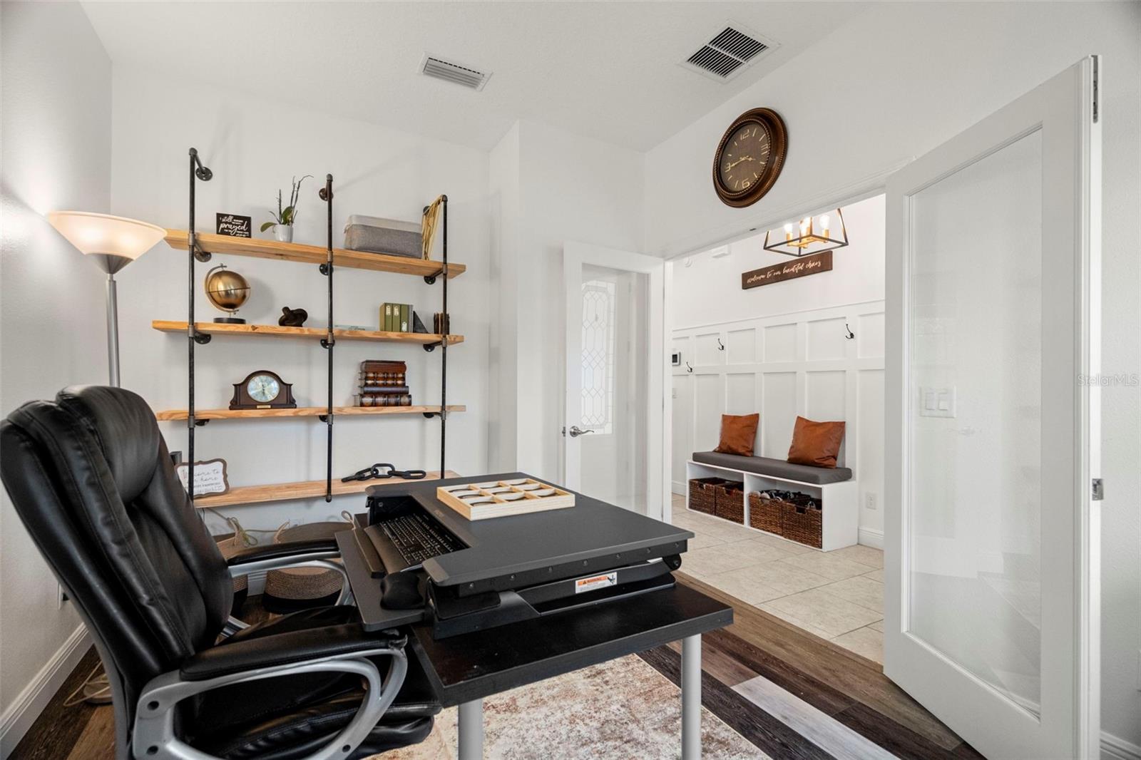 Office/Den with Glass Doors for Privacy