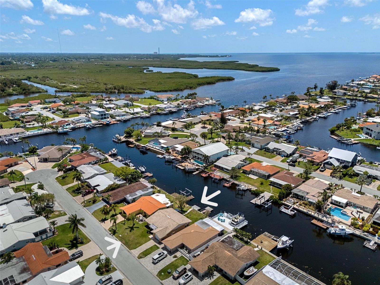 Waterfront Home 0 arial pic - This gives you an idea how close you are to the open Gulf.  Deep Water - No bridges