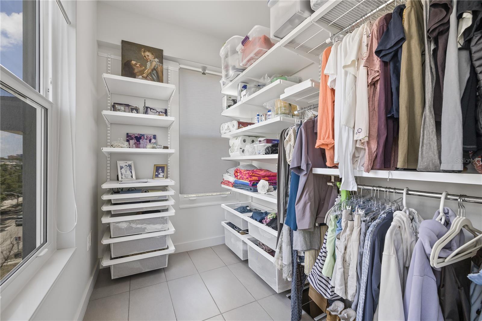 Custom closet within the primary en-suite bathroom.