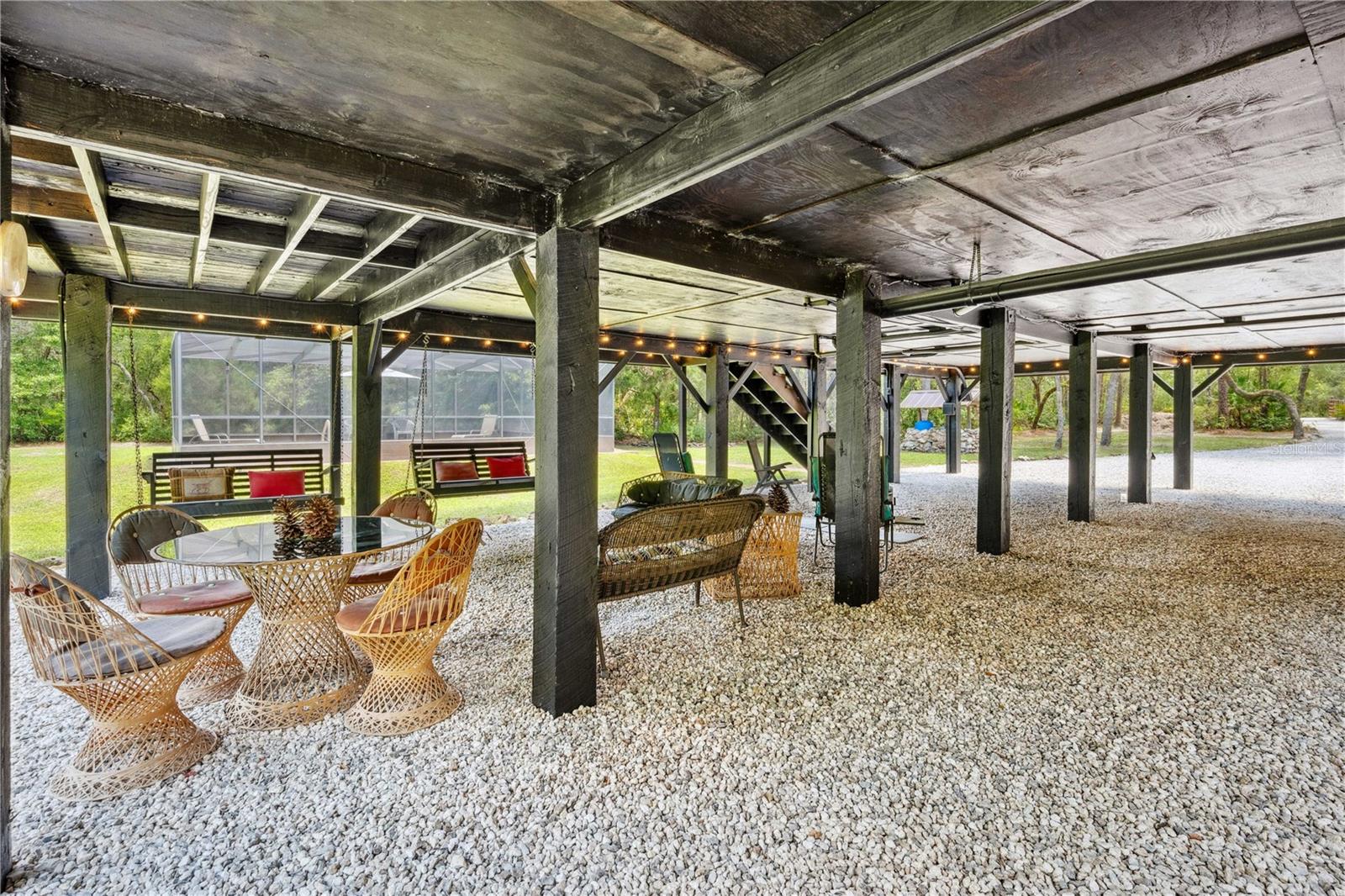 under house seating area & Parking
