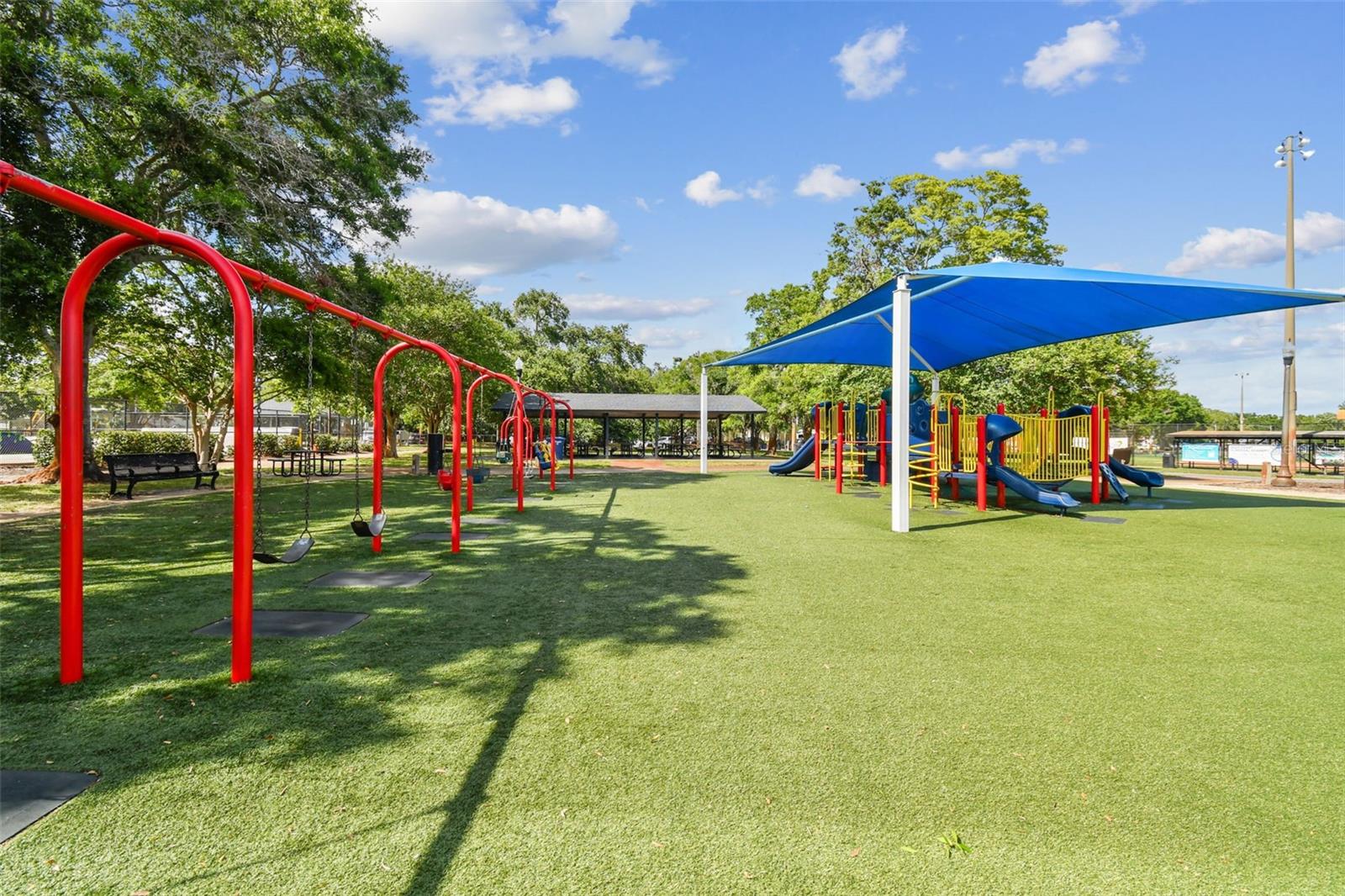 Large outdoor park is a short walk down the neighborhood street.