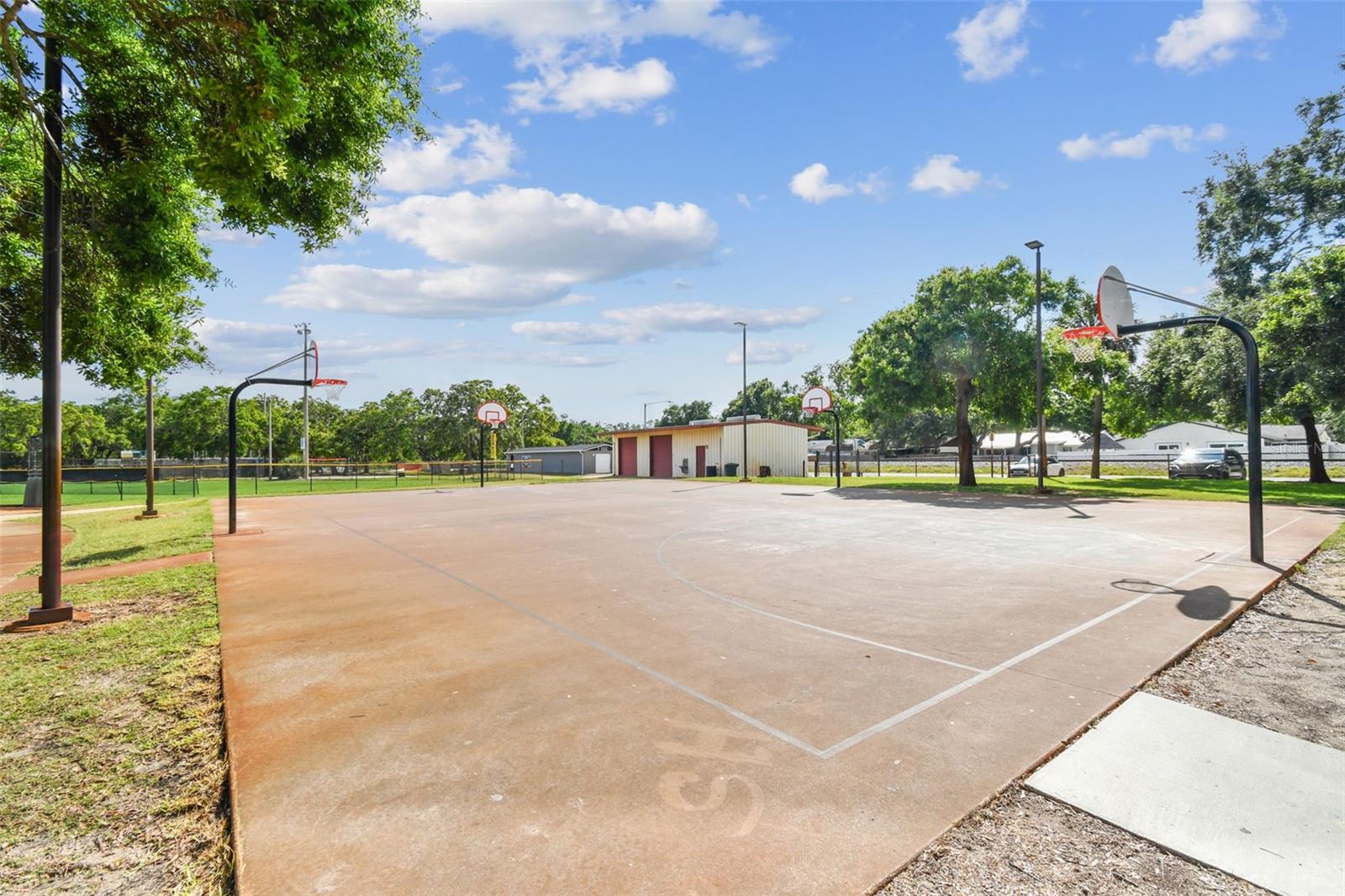 Basketball courts are a short walk down the neighborhood street.