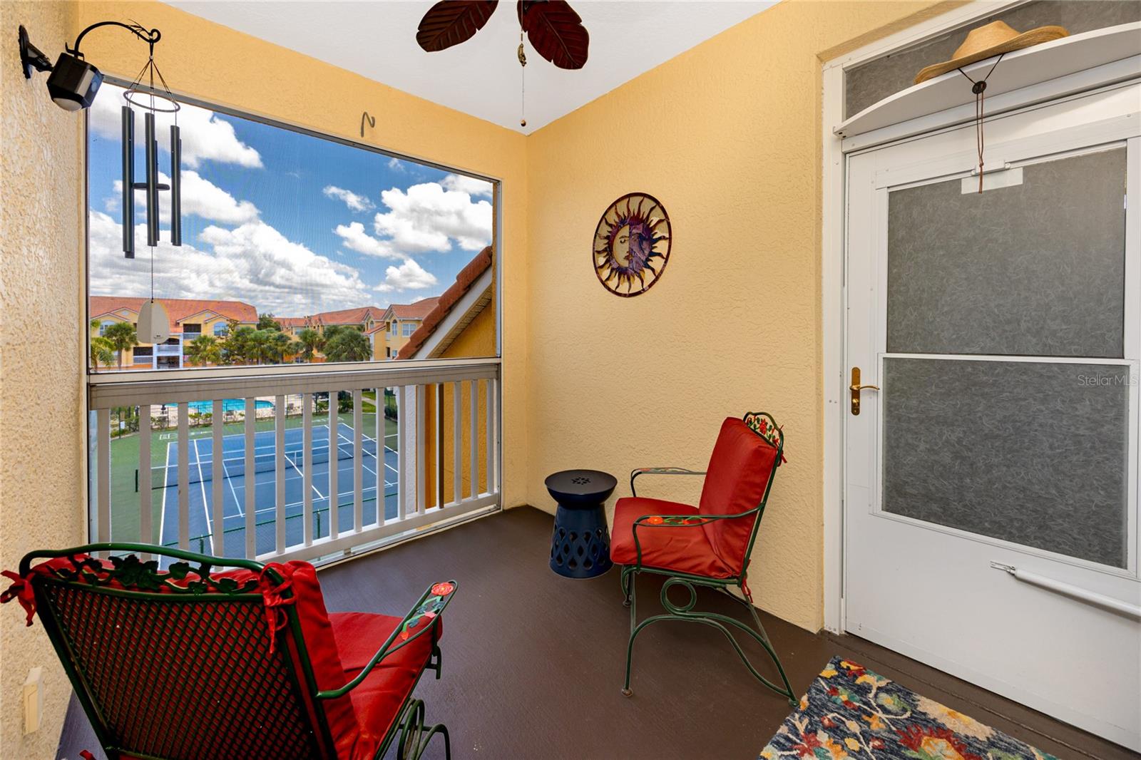 Screened lanai with eastern sun and resort views