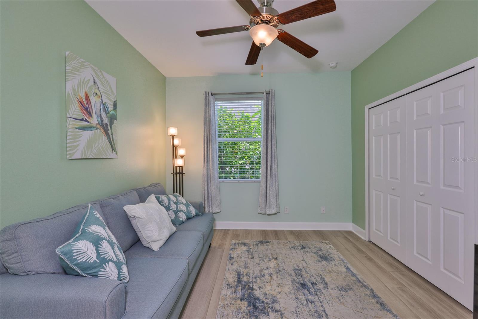 Bedroom #3 is spacious with a large double wall closet.  The sofa is a sleeper sofa.