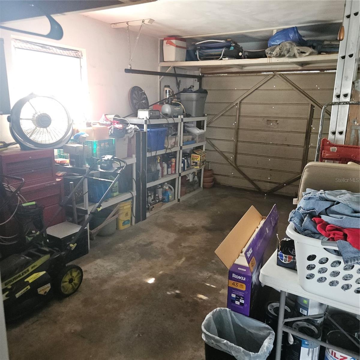 View of 1 Car Garage from the Patio Door