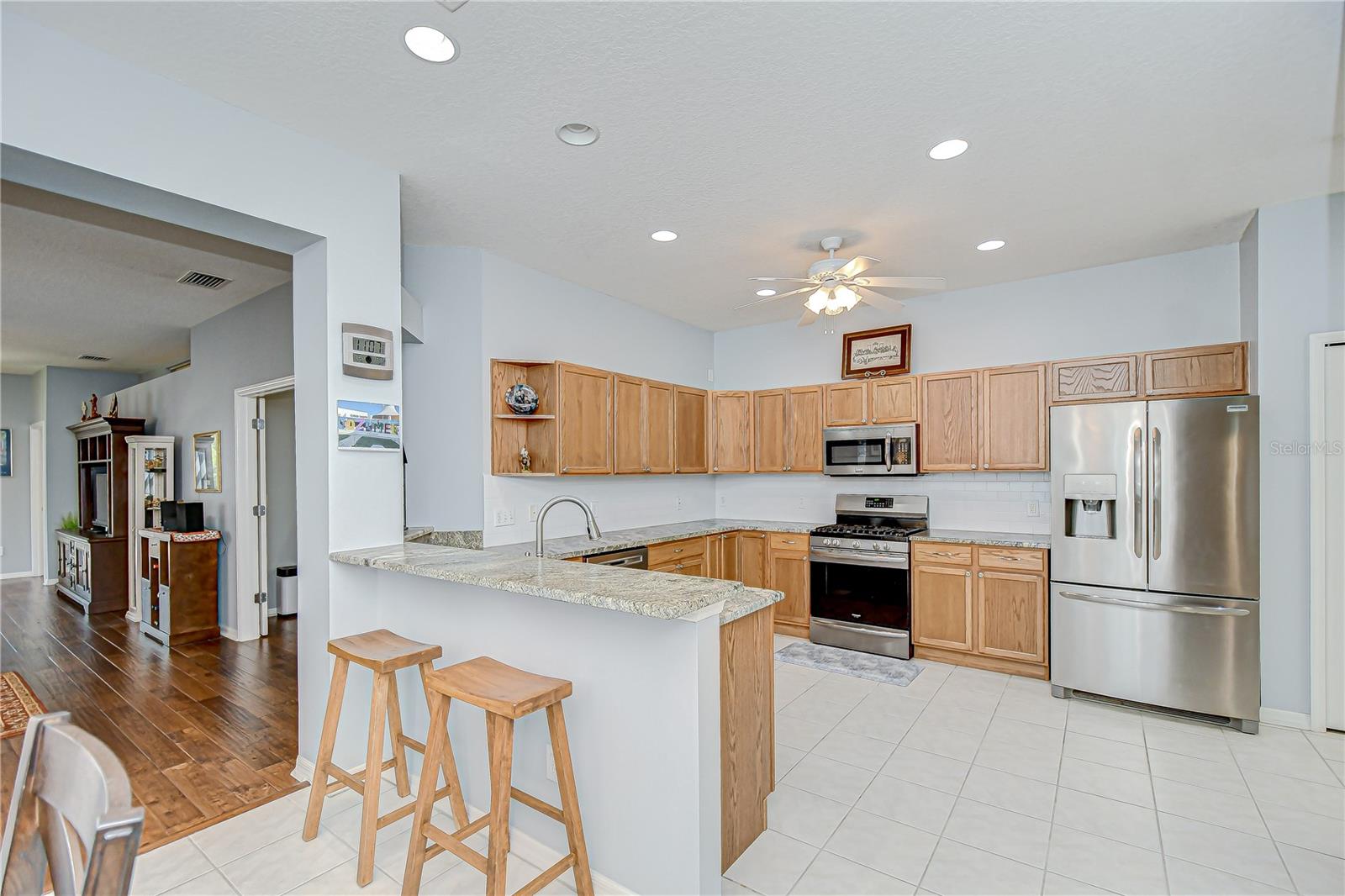 Spacious kitchen with bar seating!