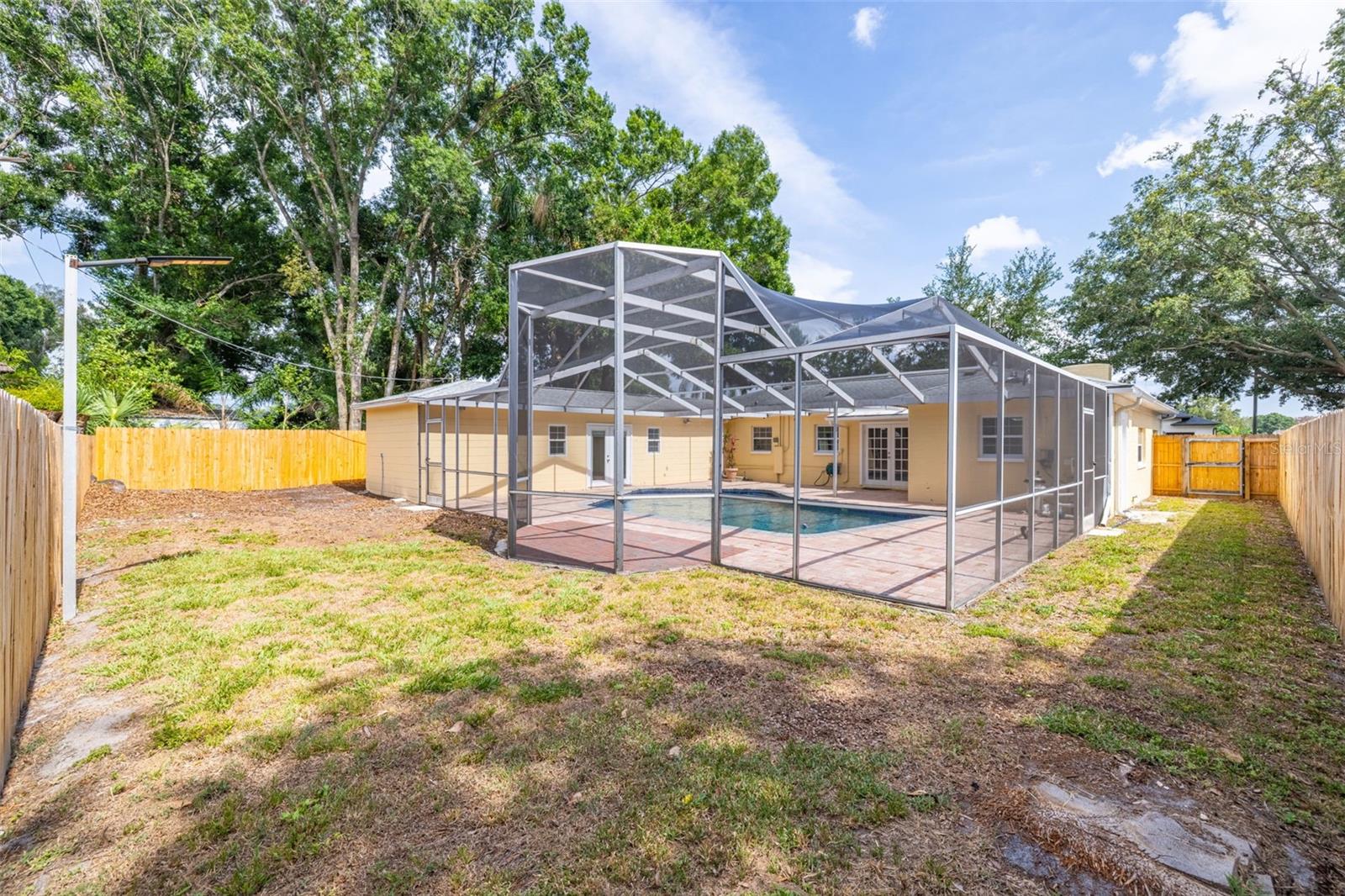 Fully fenced backyard for privacy and security.