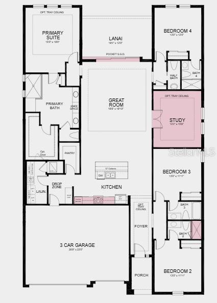 Structural options added include:Tray ceilings, shower in place of tub at bath 2, pocket sliding glass doors, gourmet kitchen, study in place of flex room