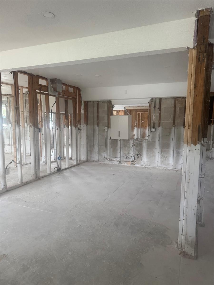 Kitchen with pass through to family room