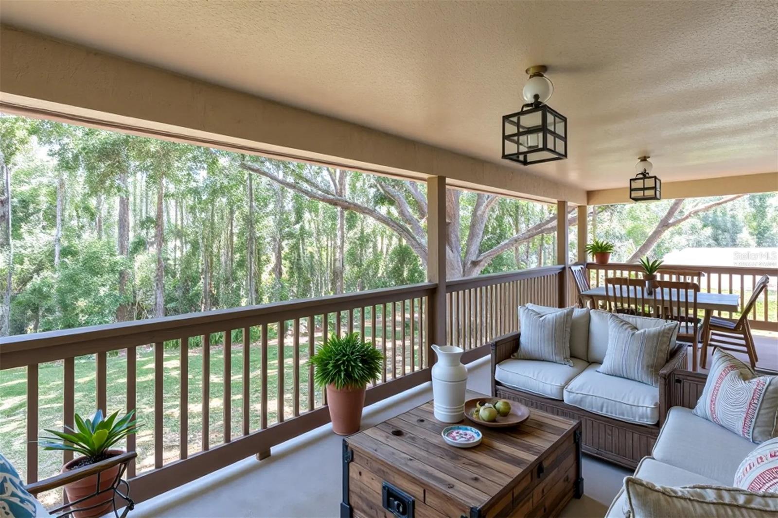 virtually staged upstairs porch