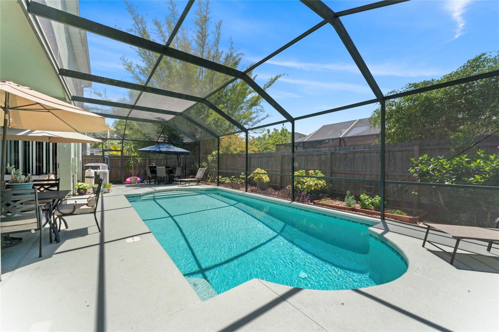 heated caged pool