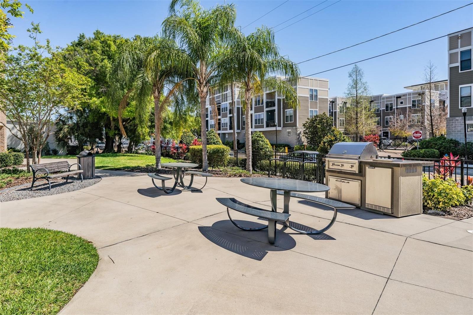 Community Picnic Tables and Grill