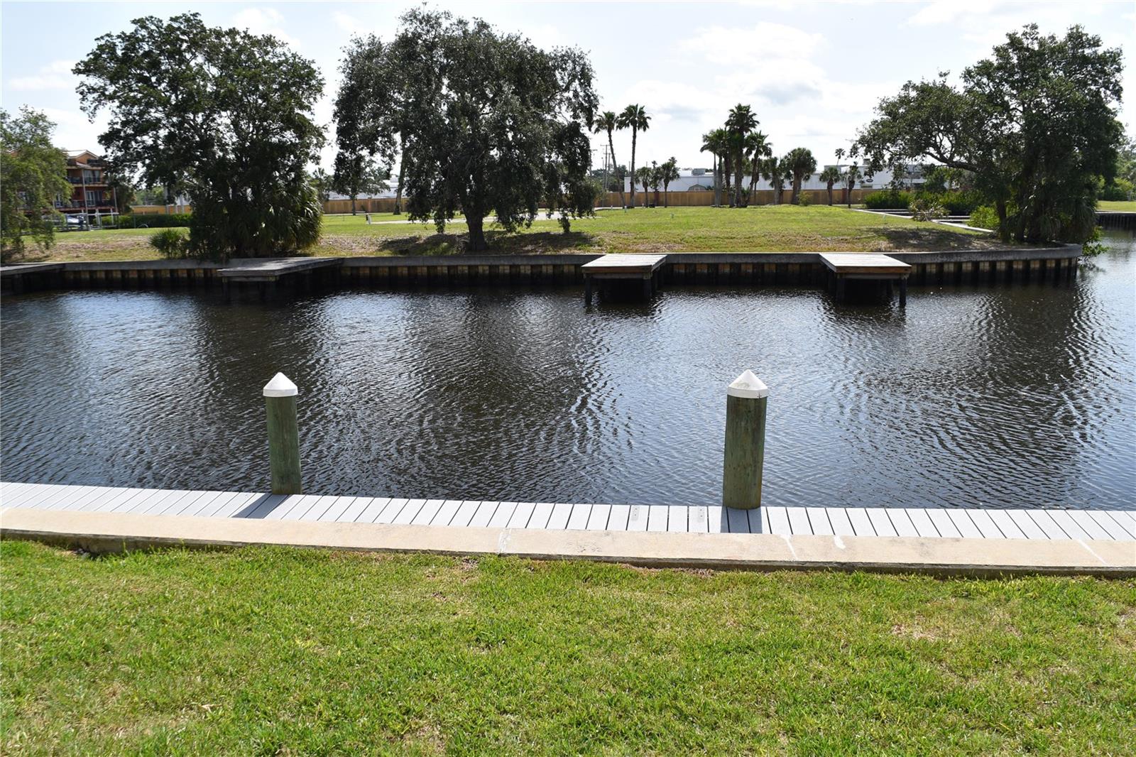 View facing directly East, from the patio area and Canal deadends at Meres Blvd to the right