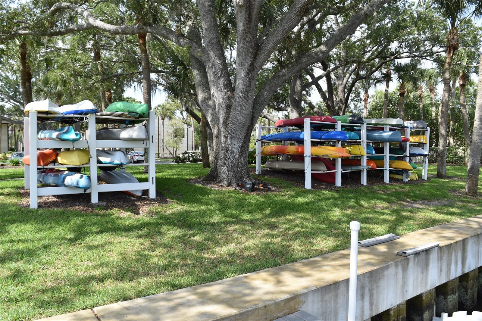 Kayak storage facing West from launch dock