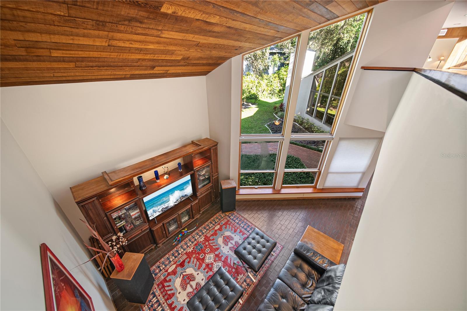 View from upstairs looking down on the living space