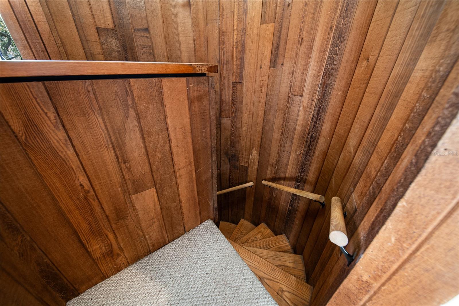 Cedar lined stair case is circular